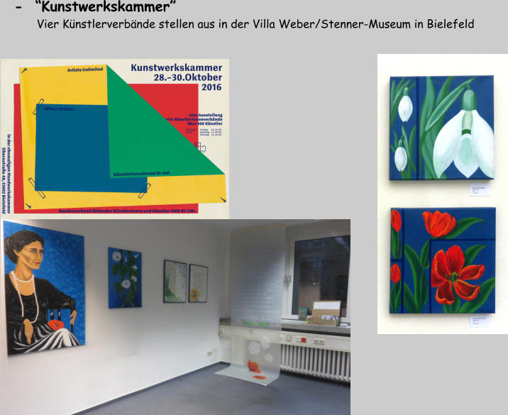 -  “Kunstwerkskammer”      Vier Künstlerverbände stellen aus in der Villa Weber/Stenner-Museum in Bielefeld